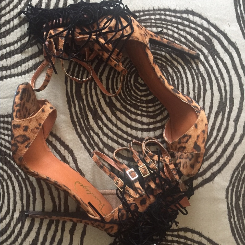 Size 9 or 10 Leopard Fridged heels